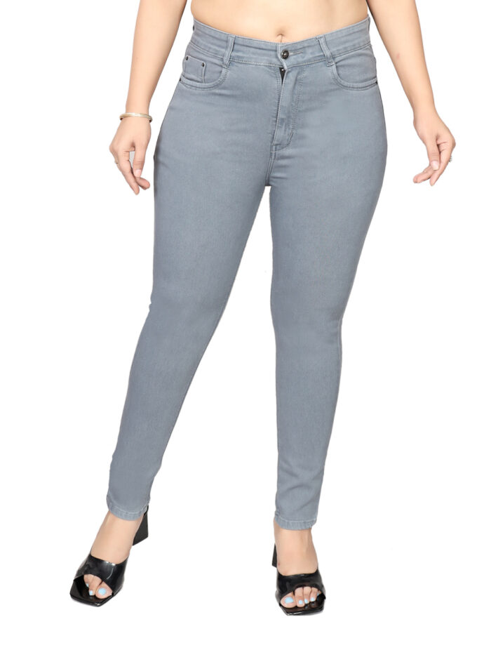 Women Slim Fit Mid Rise Grey Jeans - Image 7