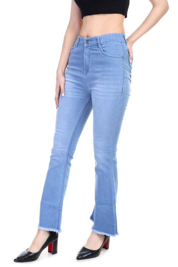 Women Boot-Leg High Rise Light Blue Jeans - Image 3