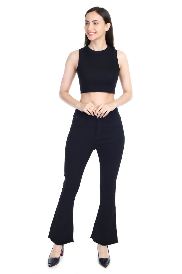 Women Boot-Leg High Rise Black Jeans - Image 7