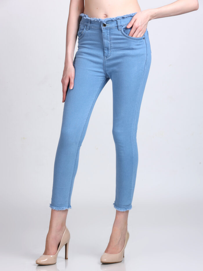 Women Skinny High Rise Light Blue Jeans - Image 6