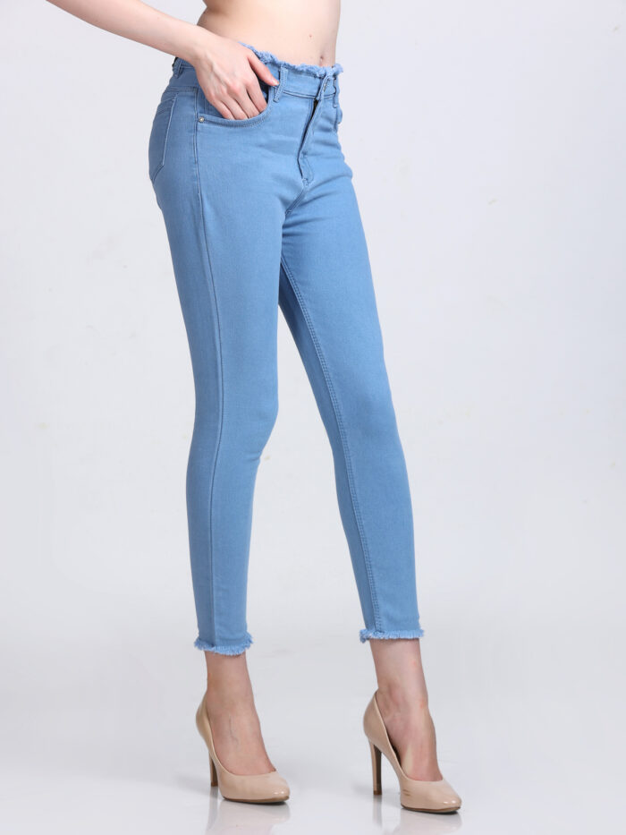 Women Skinny High Rise Light Blue Jeans - Image 5