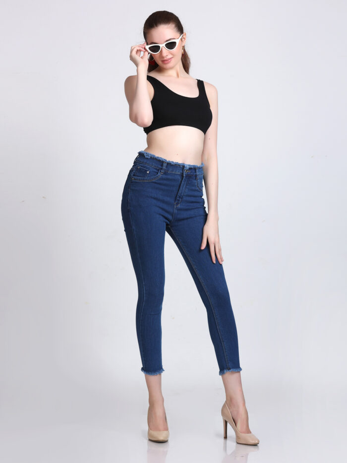 Women Skinny High Rise Bata-Blue Jeans - Image 3