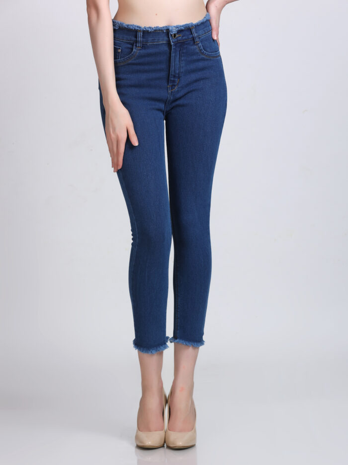 Women Skinny High Rise Bata-Blue Jeans - Image 4