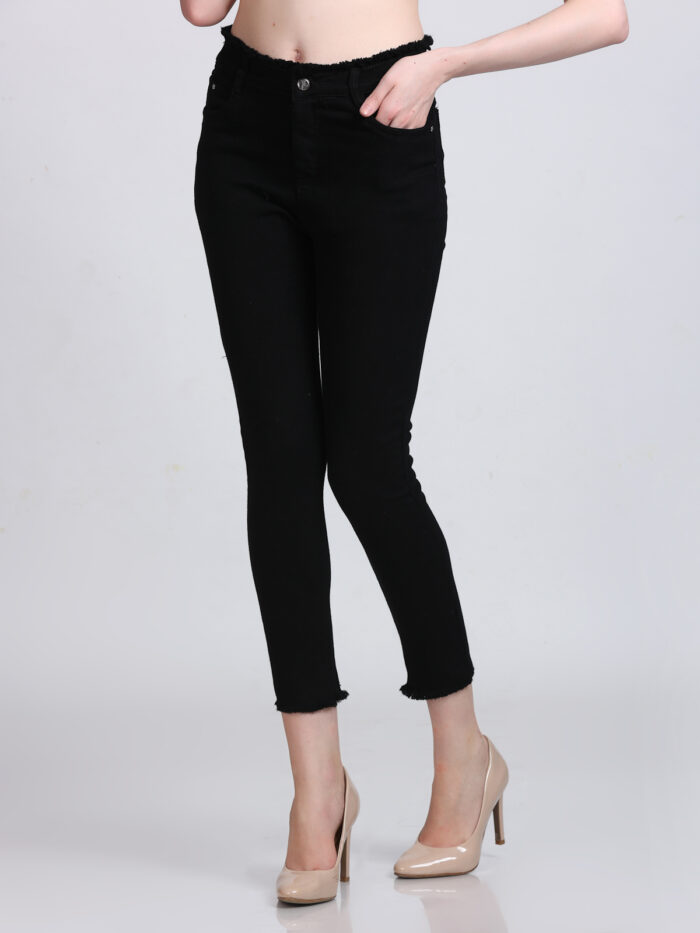 Women Skinny High Rise Black Jeans - Image 4