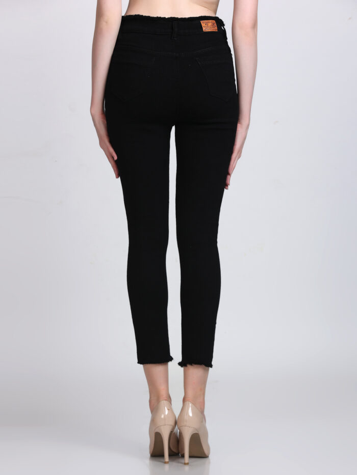 Women Skinny High Rise Black Jeans - Image 3