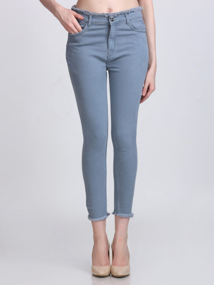 Women Skinny High Rise Grey Jeans - Image 2