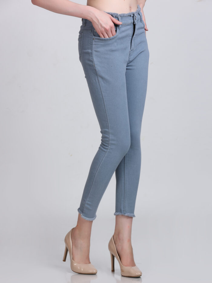 Women Skinny High Rise Grey Jeans - Image 6