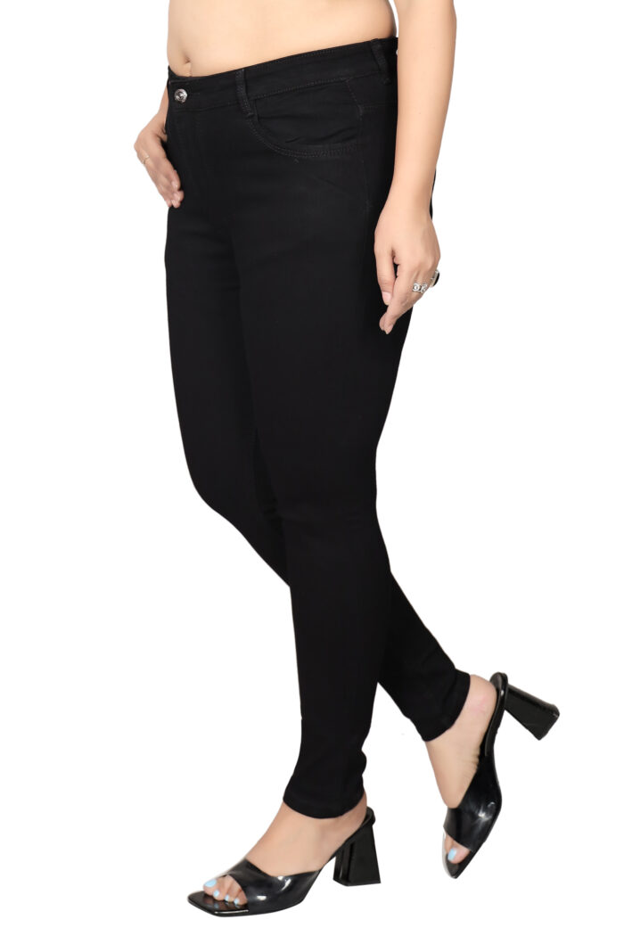 Women Slim Fit Mid Rise Black Jeans - Image 4