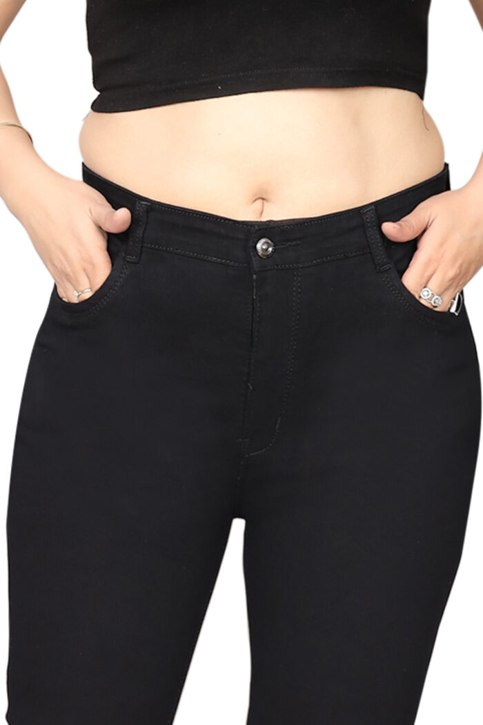 Women Slim Fit Mid Rise Black Jeans - Image 3