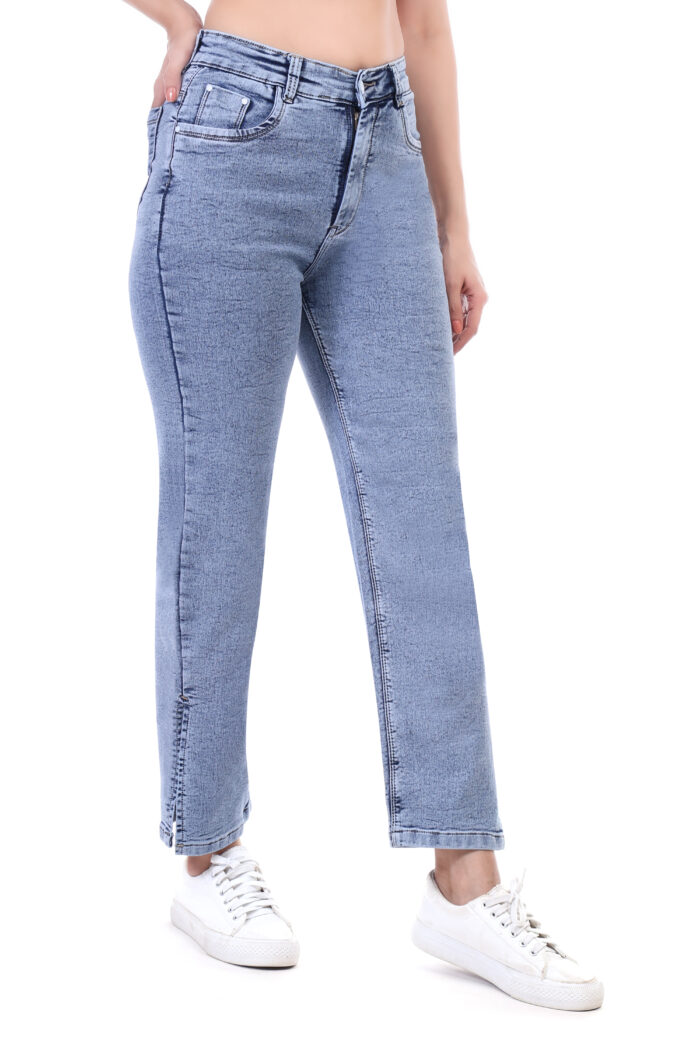 Women Boyfriend High Rise Light Blue Jeans - Image 2