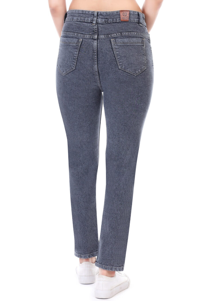 Women Mom Fit High Rise Grey Jeans - Image 5