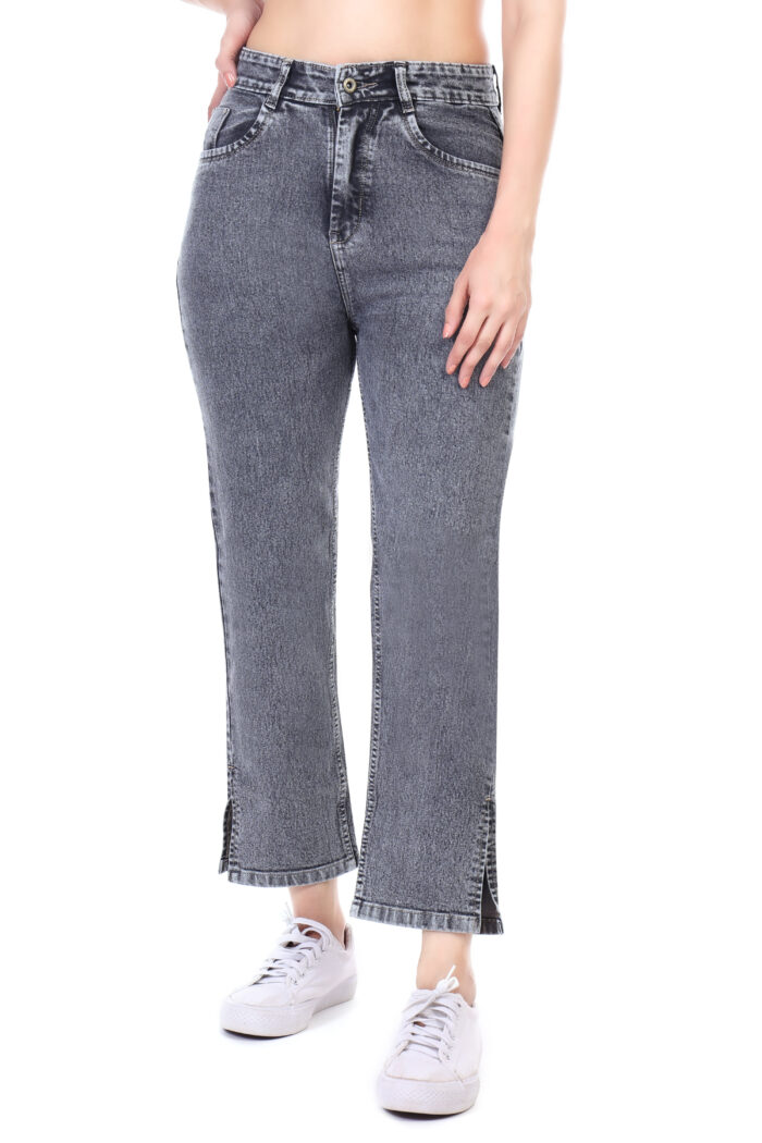 Women Boyfriend High Rise Grey Jeans - Image 5