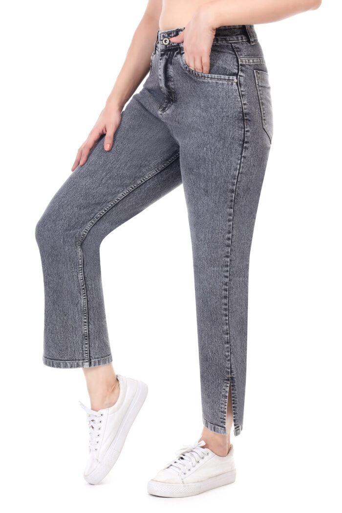 Women Boyfriend High Rise Grey Jeans - Image 4