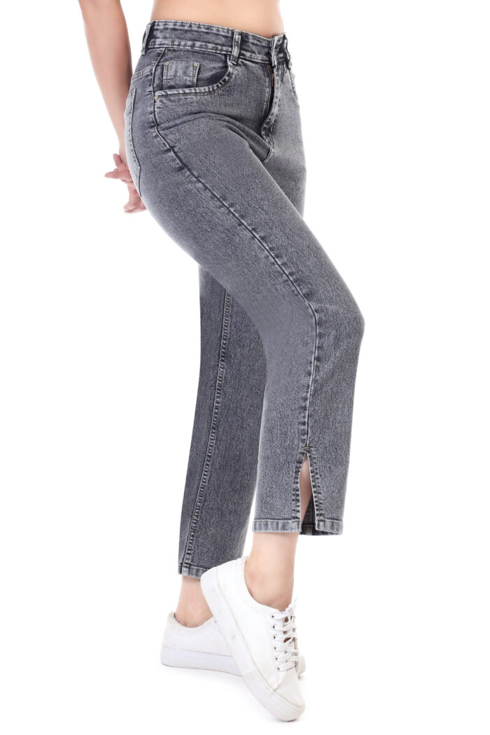 Women Boyfriend High Rise Grey Jeans - Image 2